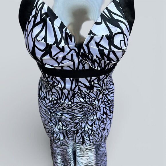 MORGAN & CO Company Black White Criss Cross Back Formal Dress Gown XS Prom - Picture 7 of 8